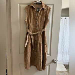 Brown Jean Dress - Lucky And Blessed